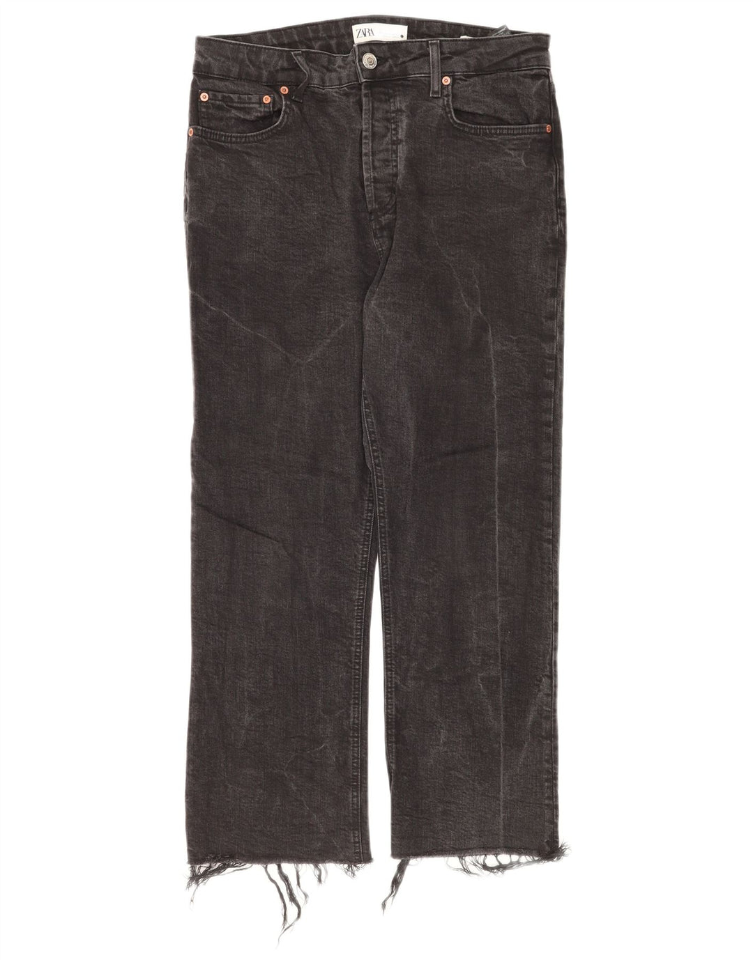 Kurze Jeans für Damen von Zara, EU 42, Größe L, W32, L25, schwarze Baumwolle