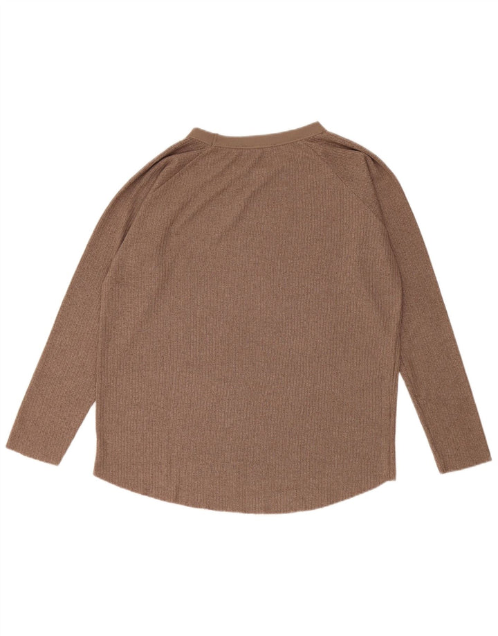 Zara Damen Übergroßes Top Langarm UK 10 Small Braun