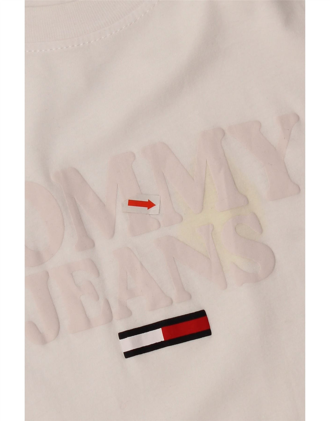 Tommy Hilfiger Damen Grafik-T-Shirt-Oberteil UK 14 Mittelweiß
