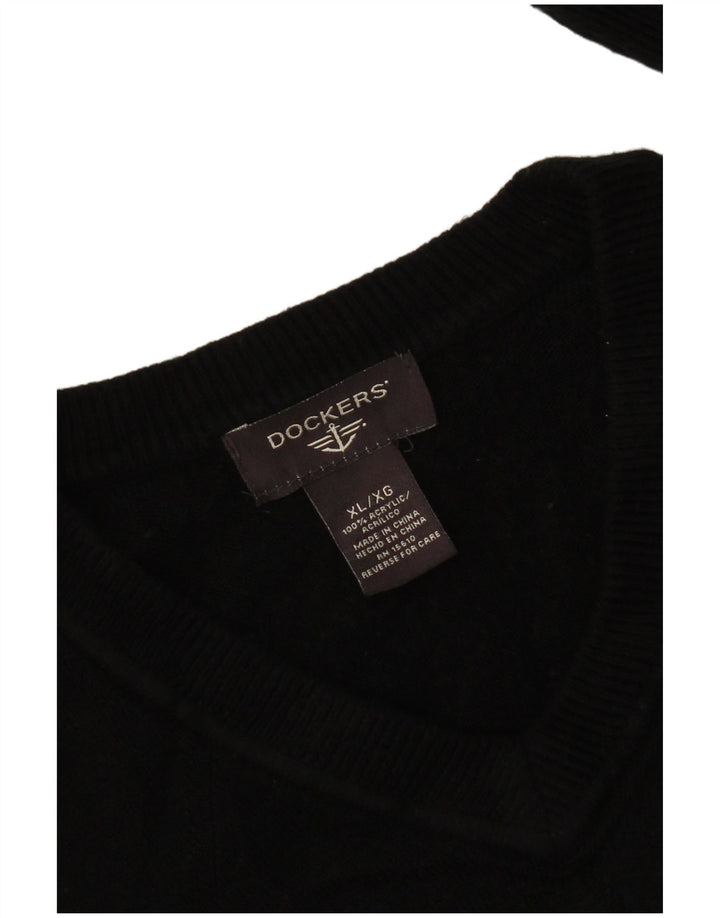 Dockers Herren-Pullover mit V-Ausschnitt, XL, schwarzes Acryl