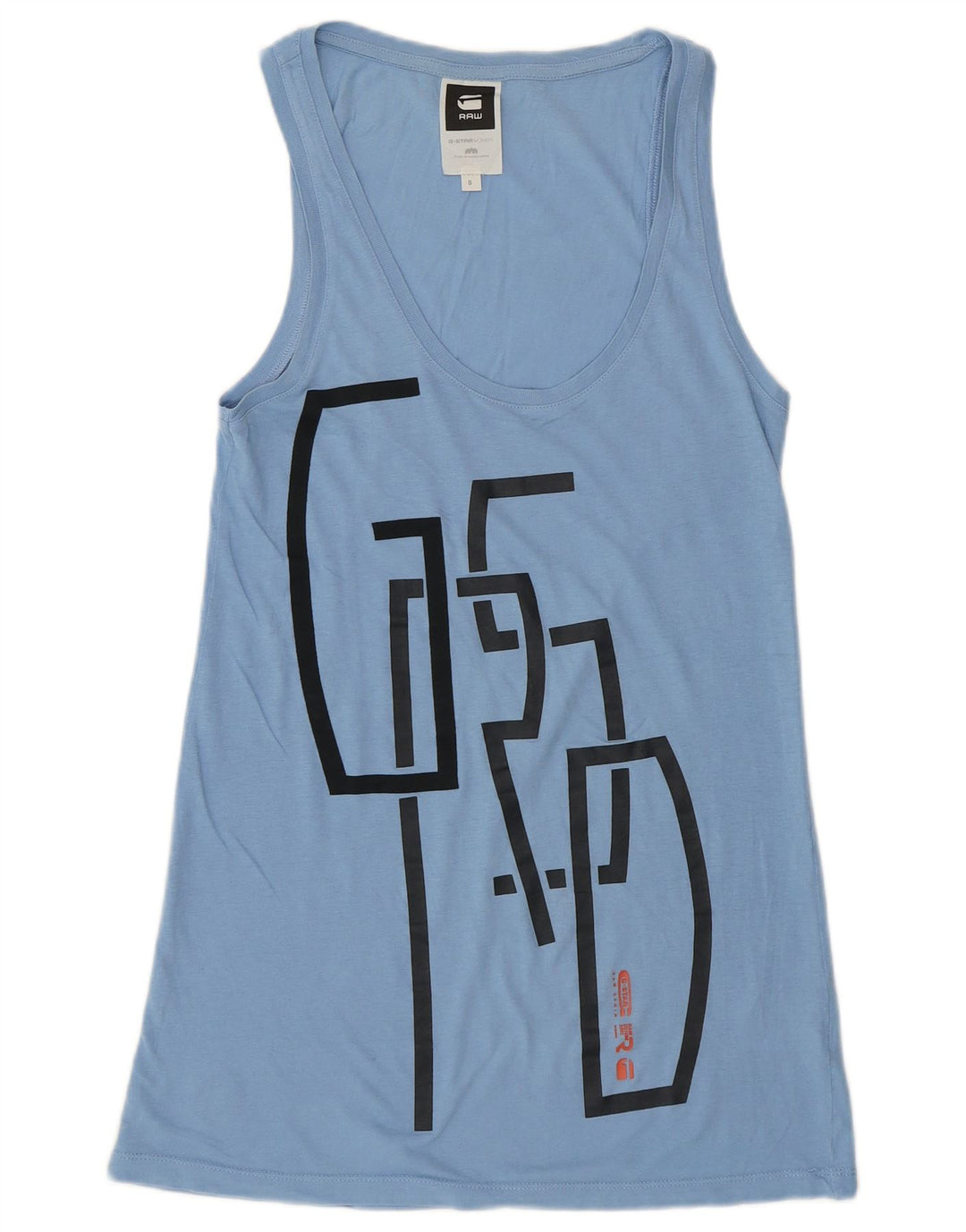 G-Star Damen Longline Graphic Tank Top Small Blau Baumwolle