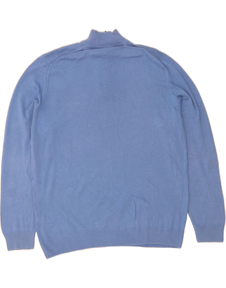MASSIMO DUTTI Mens Zip Neck Jumper Sweater EU 42 Large Blue Cotton Vintage Massimo Dutti and Second-Hand Massimo Dutti from Messina Hembry 