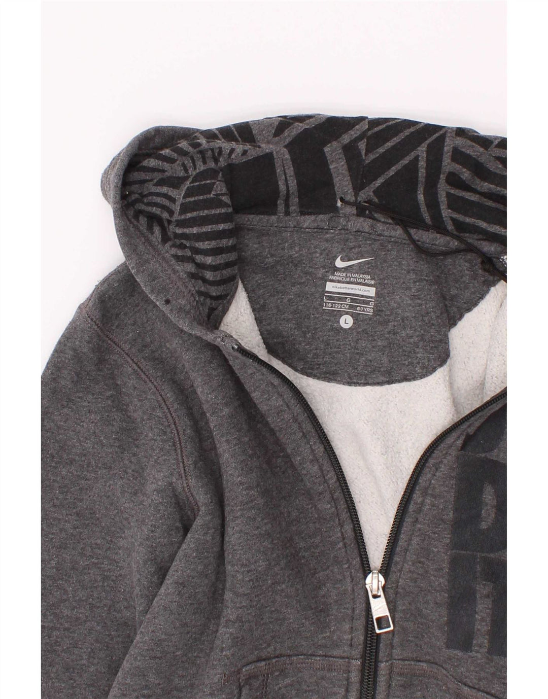 Nike Jungen-Kapuzenpullover mit grafischem Reißverschluss, 6–7 Jahre, Grau