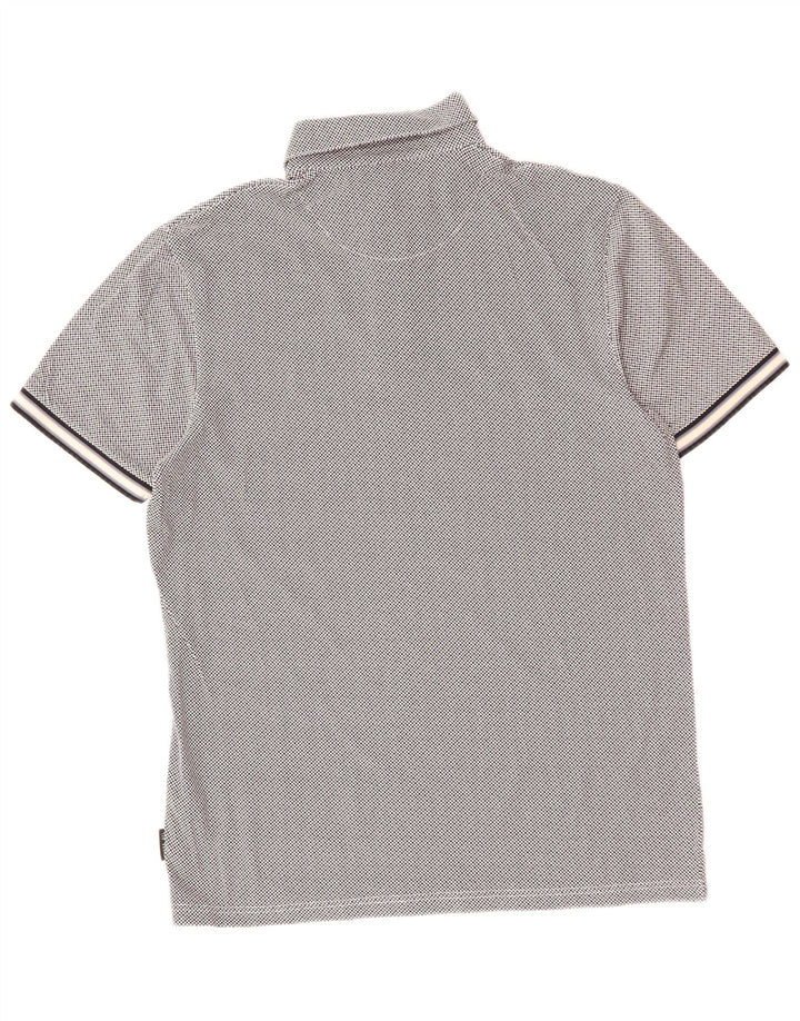Ted Baker Herren-Poloshirt, Größe 2, klein, grau karierte Baumwolle