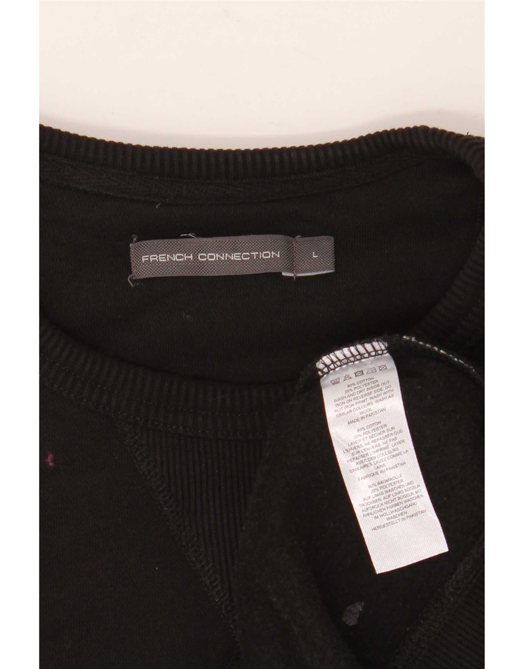 French Connection Herren-Sweatshirt-Pullover, groß, aus schwarzer Baumwolle