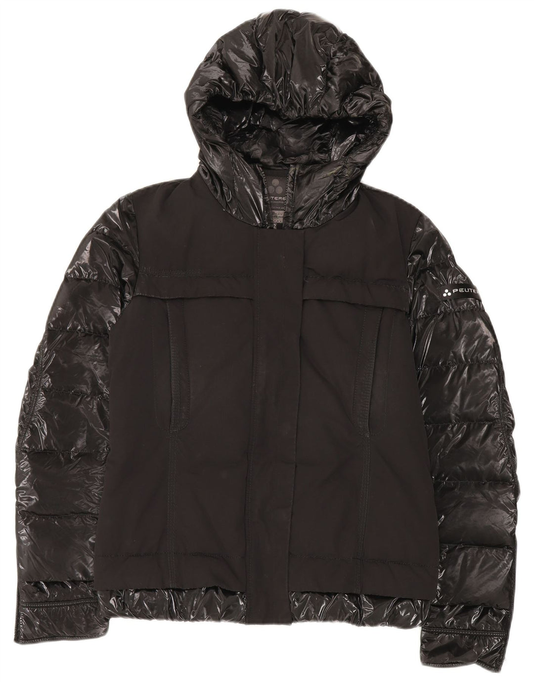 PEUTEREY Wattierte Damenjacke mit Kapuze IT 42 Mittelschwarzes Polyamid
