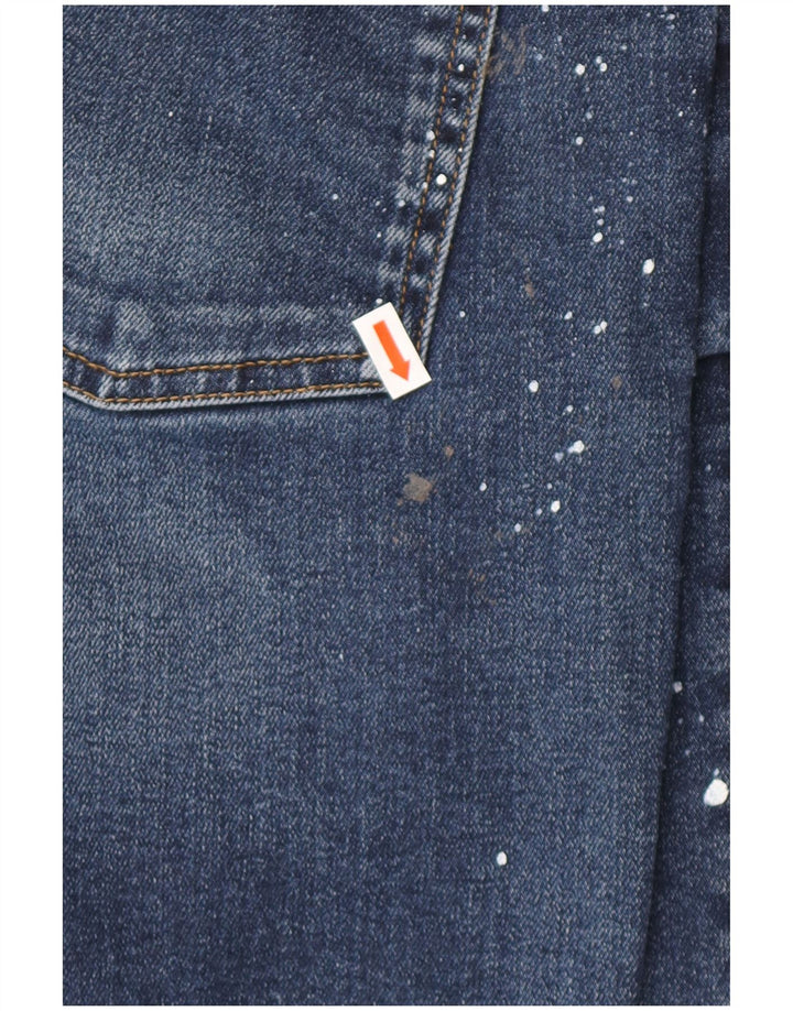 ZARA Herren Distressed Skinny Jeans EU 46 XL W36 L30 Blau gepunktete Baumwolle