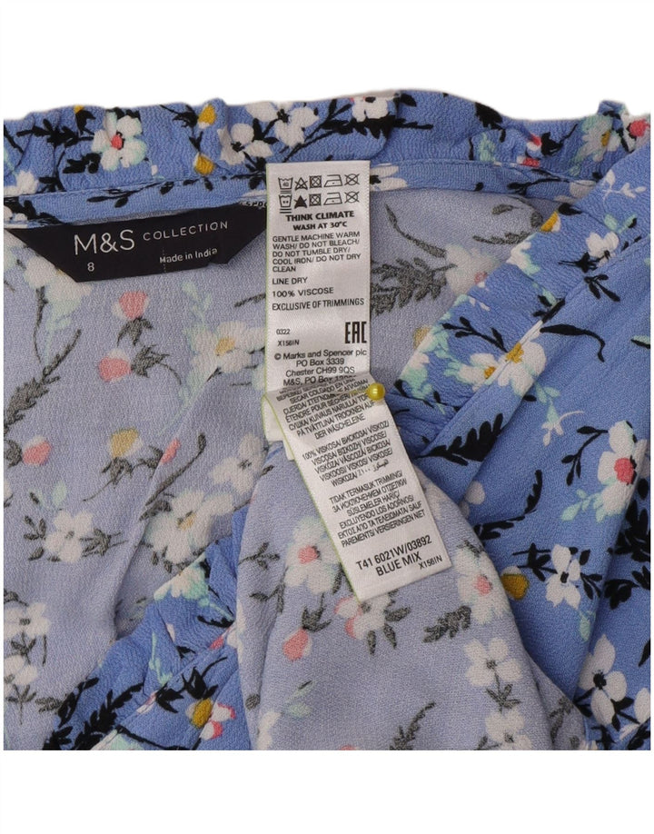 Marks & Spencer Damen-Hemdbluse in Übergröße, Gr. 8, klein, blau geblümt