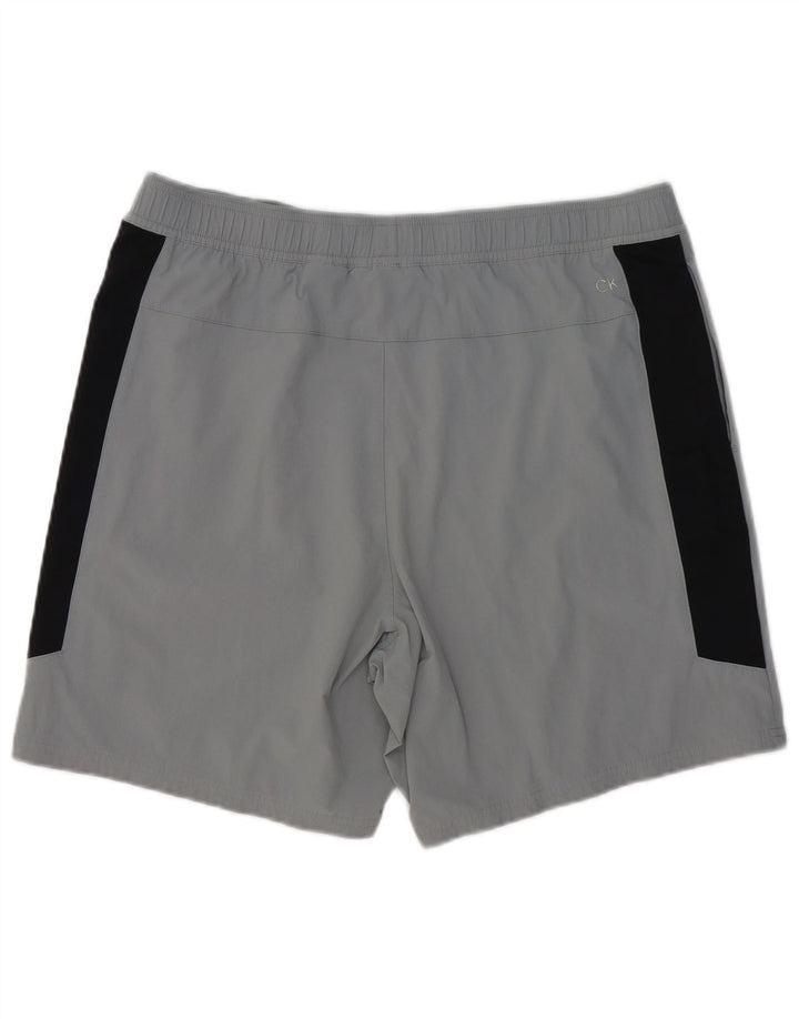 Calvin Klein Herren Performance Sport Shorts XL Graues Colourblock-Polyester