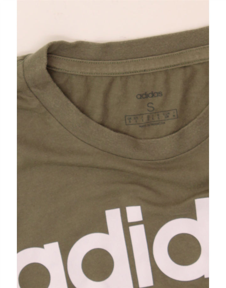 ADIDAS Mens Graphic T-Shirt Top Small Khaki Cotton Vintage Adidas and Second-Hand Adidas from Messina Hembry 