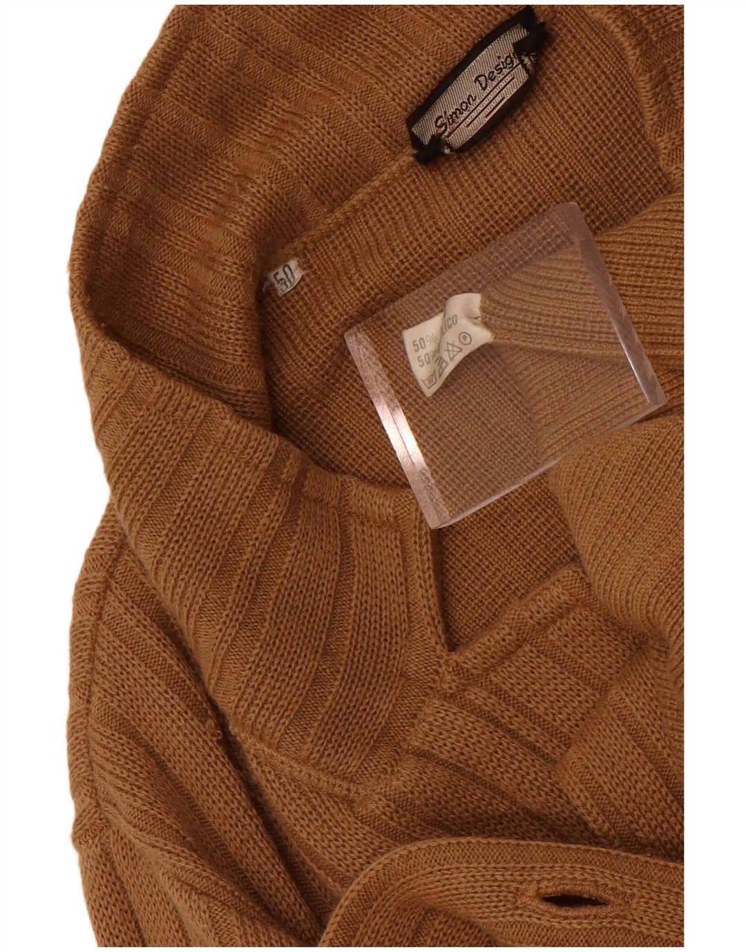 Vintage Herren Doppelreihiger Cardigan Pullover IT 50 Mittelbraune Wolle