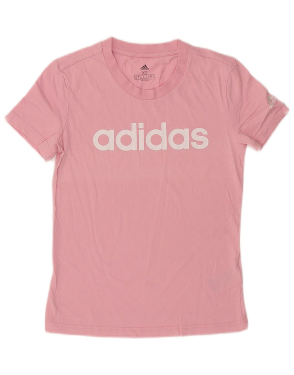 Adidas Damen Grafik T-Shirt Top UK 4/6 XS Rosa Baumwolle