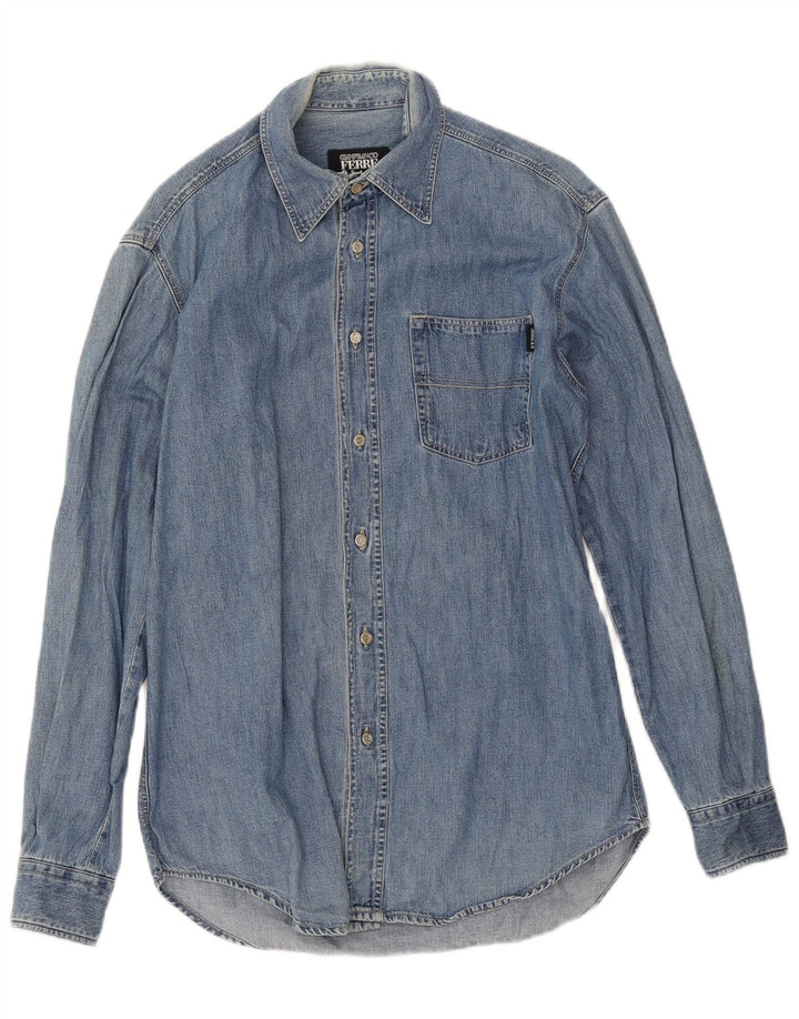 Gianfranco Ferre Herren Jeanshemd Small Blue