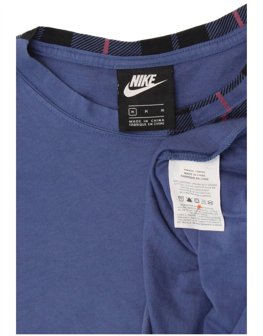 NIKE Damen-Oversize-Grafikoberteil mit langen Ärmeln, UK 14, mittelblau kariert