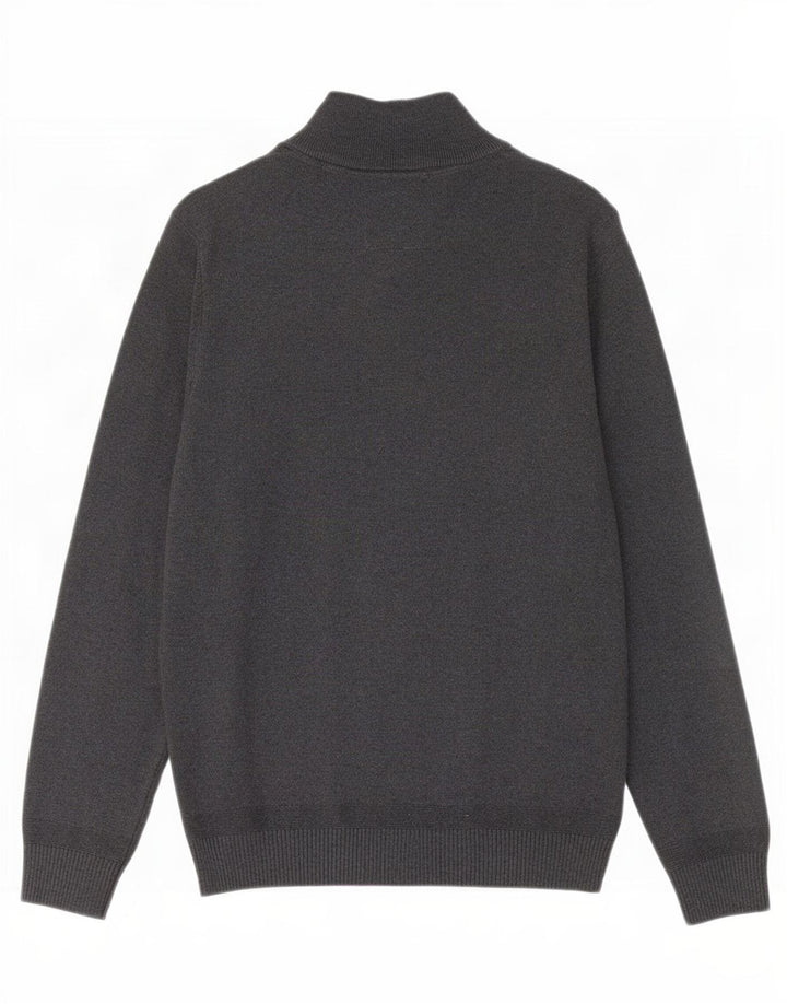 Fat Face Herren-Pullover mit Reißverschluss am Hals, XS, graue Baumwolle