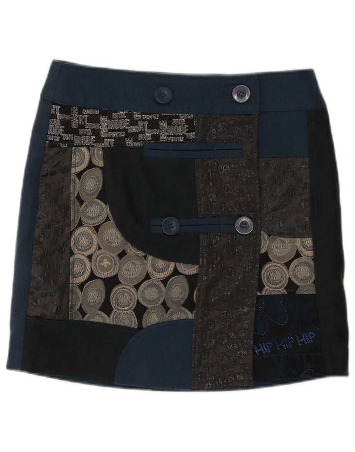 Desigual Damen A-Linienrock EU 38 Medium W32 Marineblau Geometrisch
