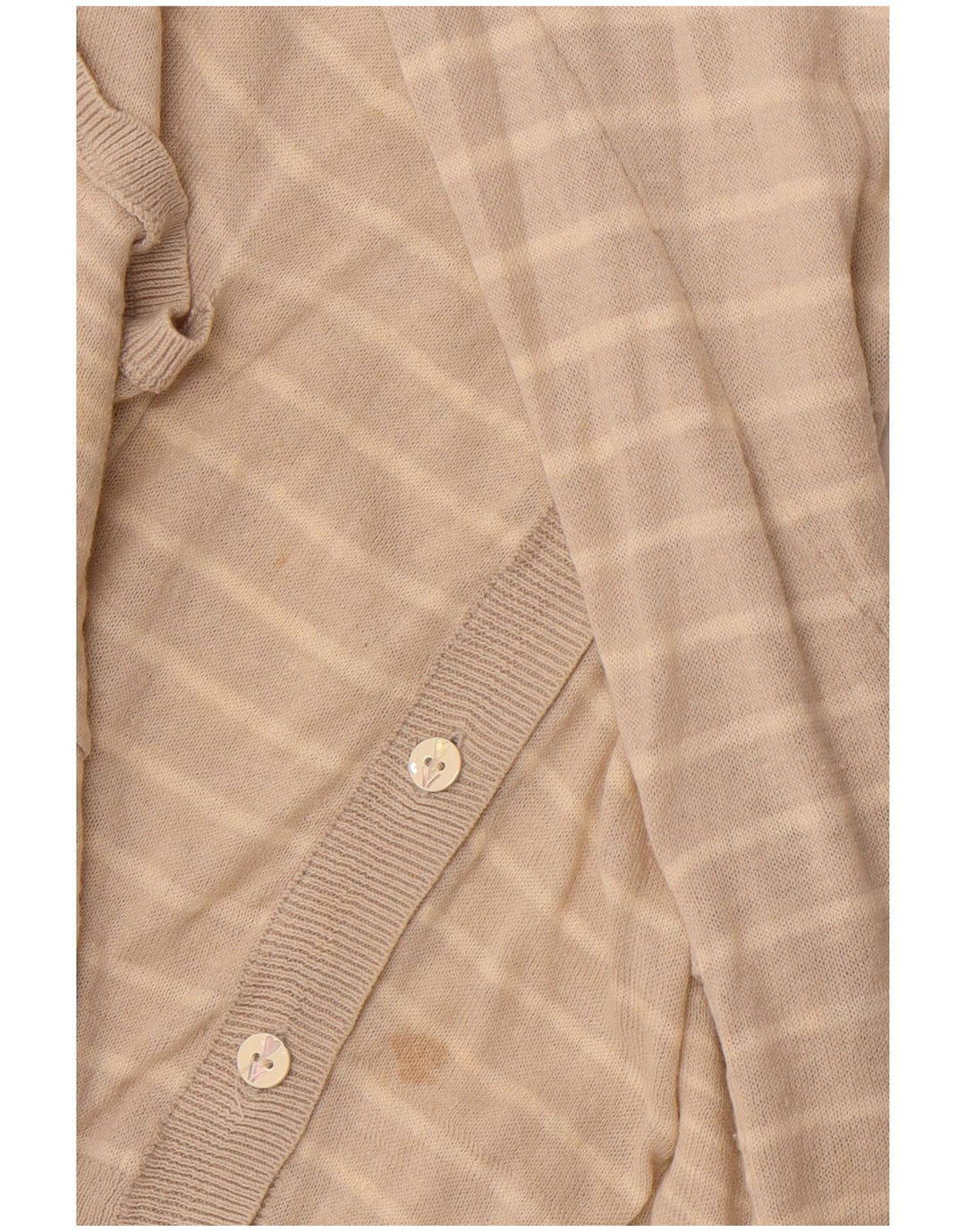 WHITE STUFF Damen-Cardigan-Pullover UK 14 Großes beige gestreiftes Leinen