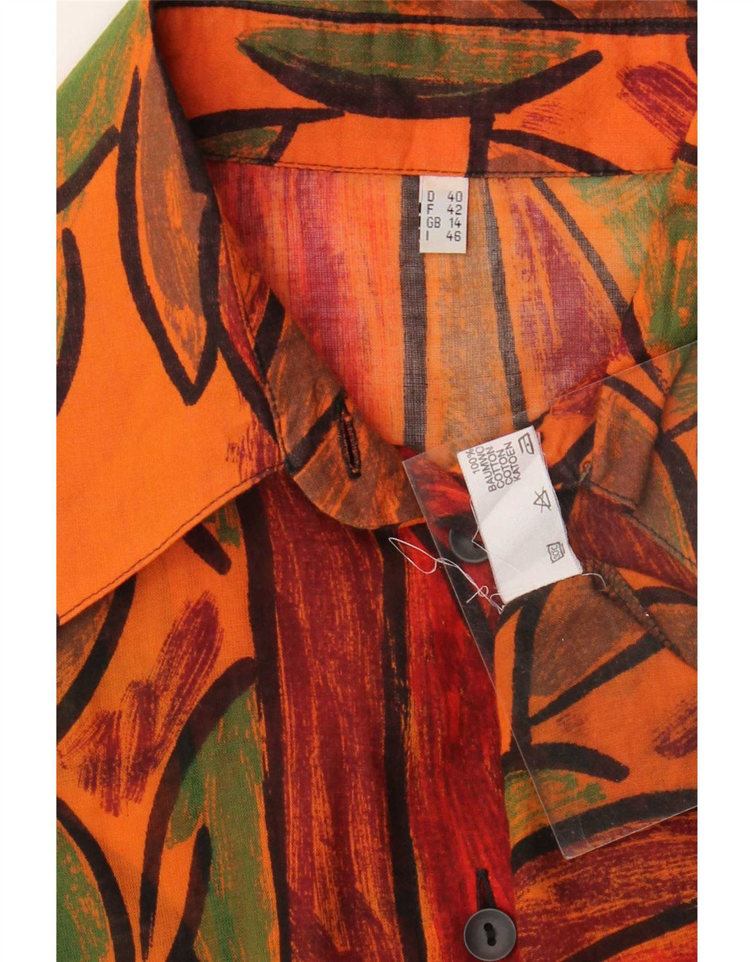 Vintage Womens Abstract Pattern Shirt UK 14 Large Mehrfarbig