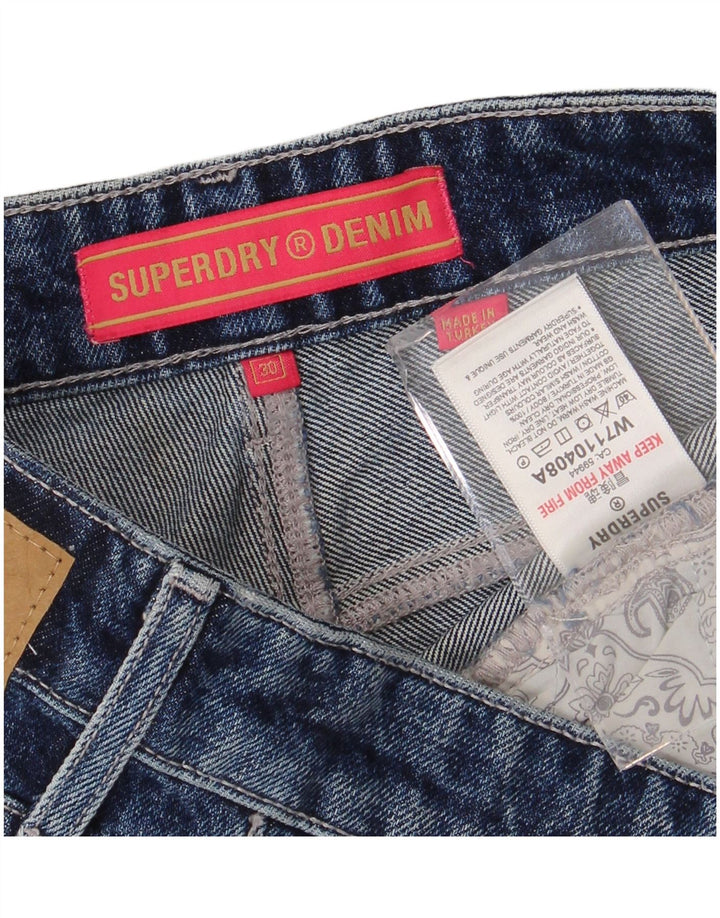 Superdry Damen-Jeansshorts mit niedriger Taille, W30, mittelblaue Baumwolle