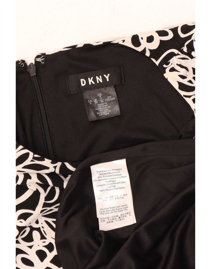 Dkny Womens Abstract Pattern Ärmelloses Etuikleid US 6 Medium Schwarz