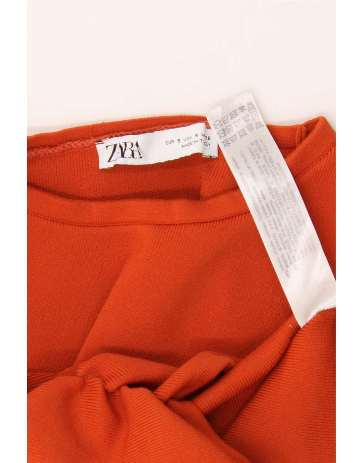 Zara Damen Langarm-Bolero-Oberteil UK 8 Small Orange Polyester
