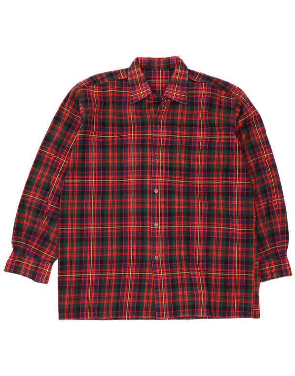 Vintage Herren Flanellhemd Mittelrot kariert