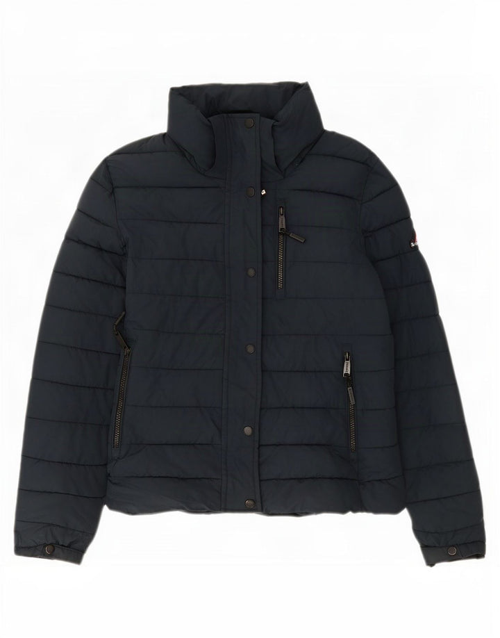 Superdry Damen Wattierte Jacke UK 10 Small Marineblau Polyester