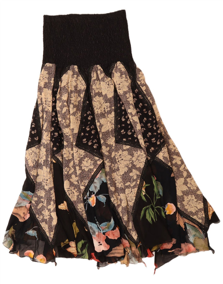 Vintage Damen Asymmetrischer Gypsy Rock W30 Medium Mehrfarbig Patchwork