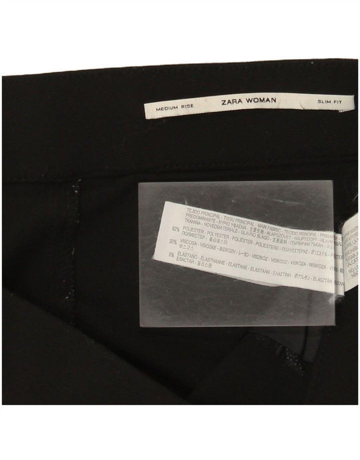 Zara Damen Mid Rise Slim Freizeithose Medium W28 L28 Schwarz Polyester