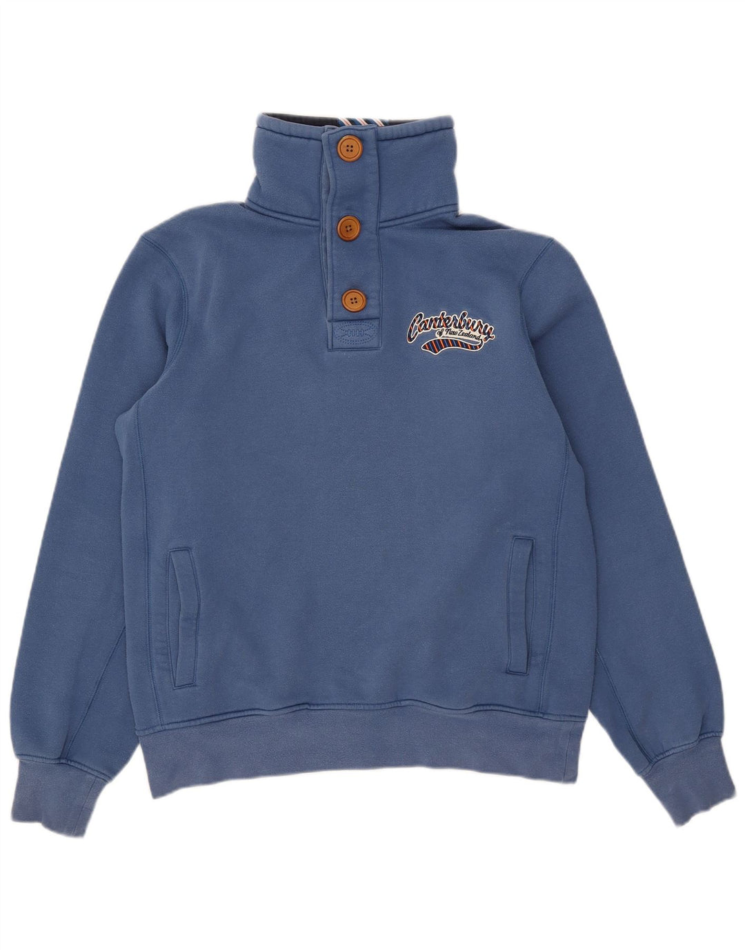 Canterbury Herren-Sweatshirt mit Knopfkragen, mittelblaue Baumwolle