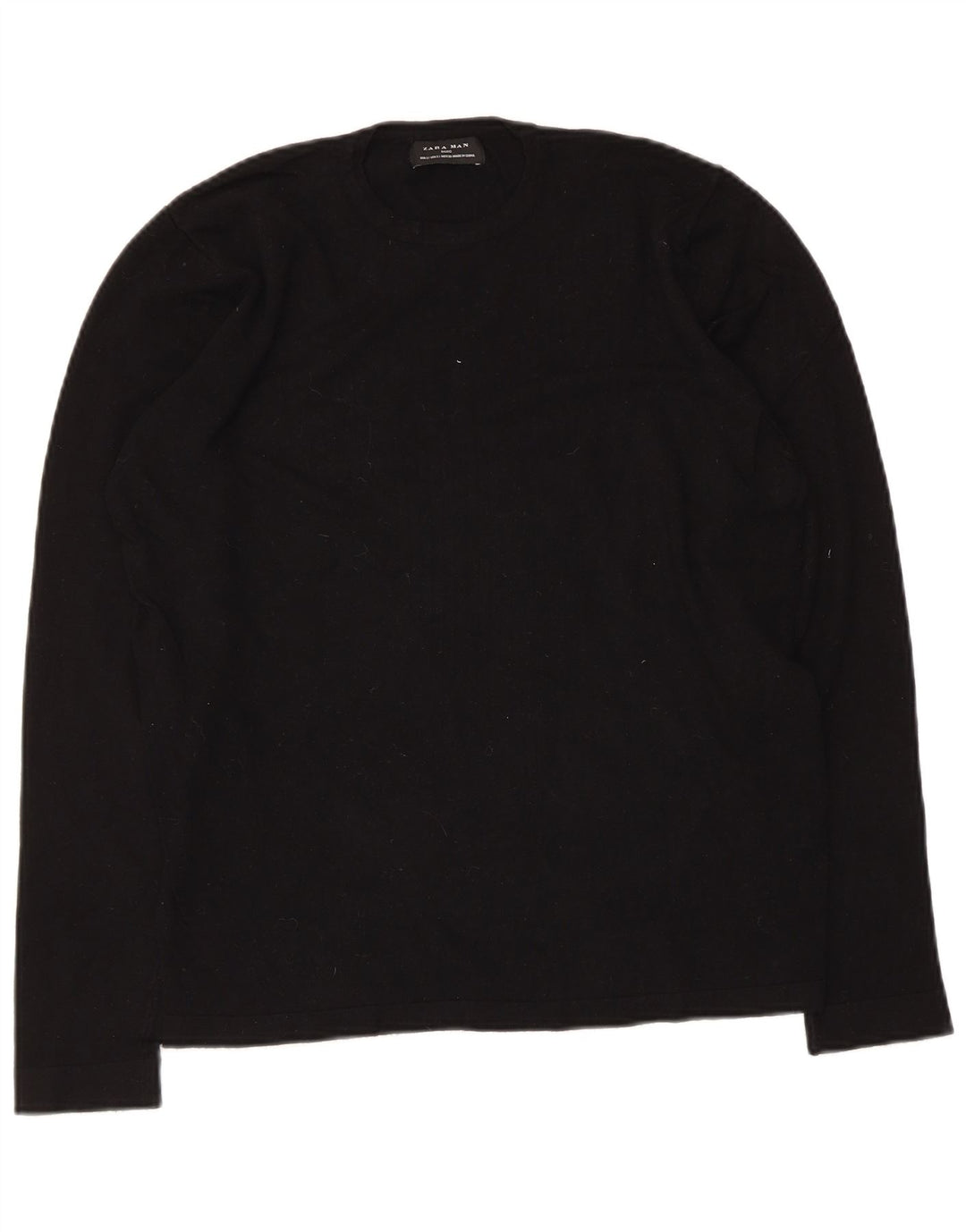 Zara Herren Top Langarm Small Schwarz Viskose