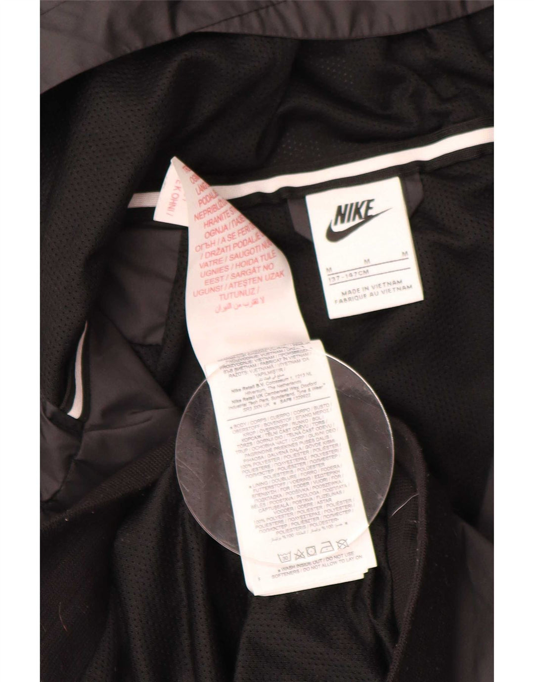 Nike Jungen-Regenjacke mit Kapuze, 10–11 Jahre, mittelgroßes schwarzes Polyester
