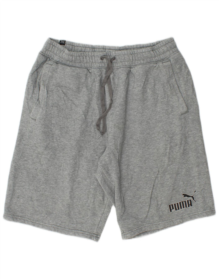 PUMA Herren-Sportshorts aus mittelgrau gefleckter Baumwolle