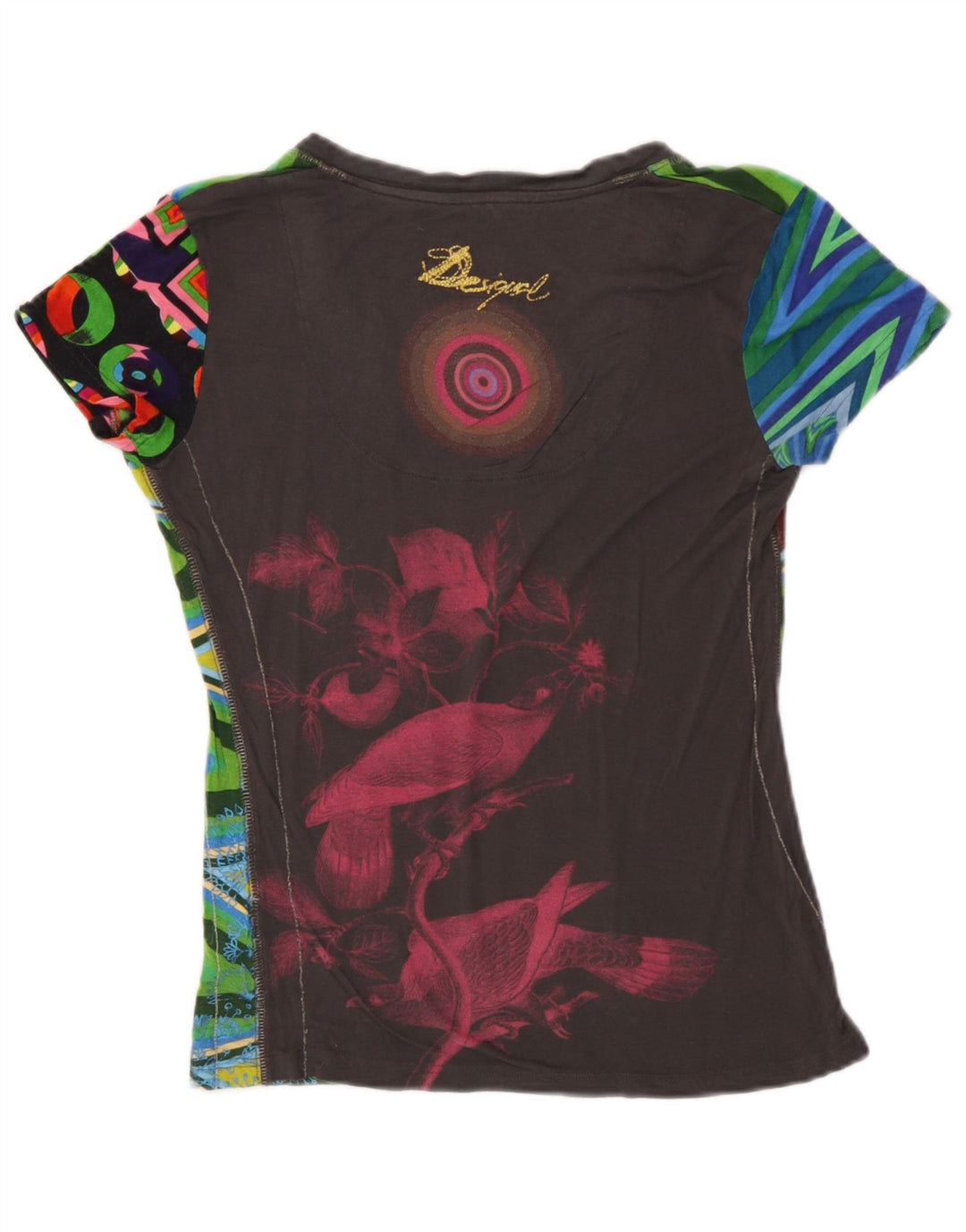 Desigual Womens Graphic T-Shirt Top UK 12 Medium Mehrfarbiger Schmetterling