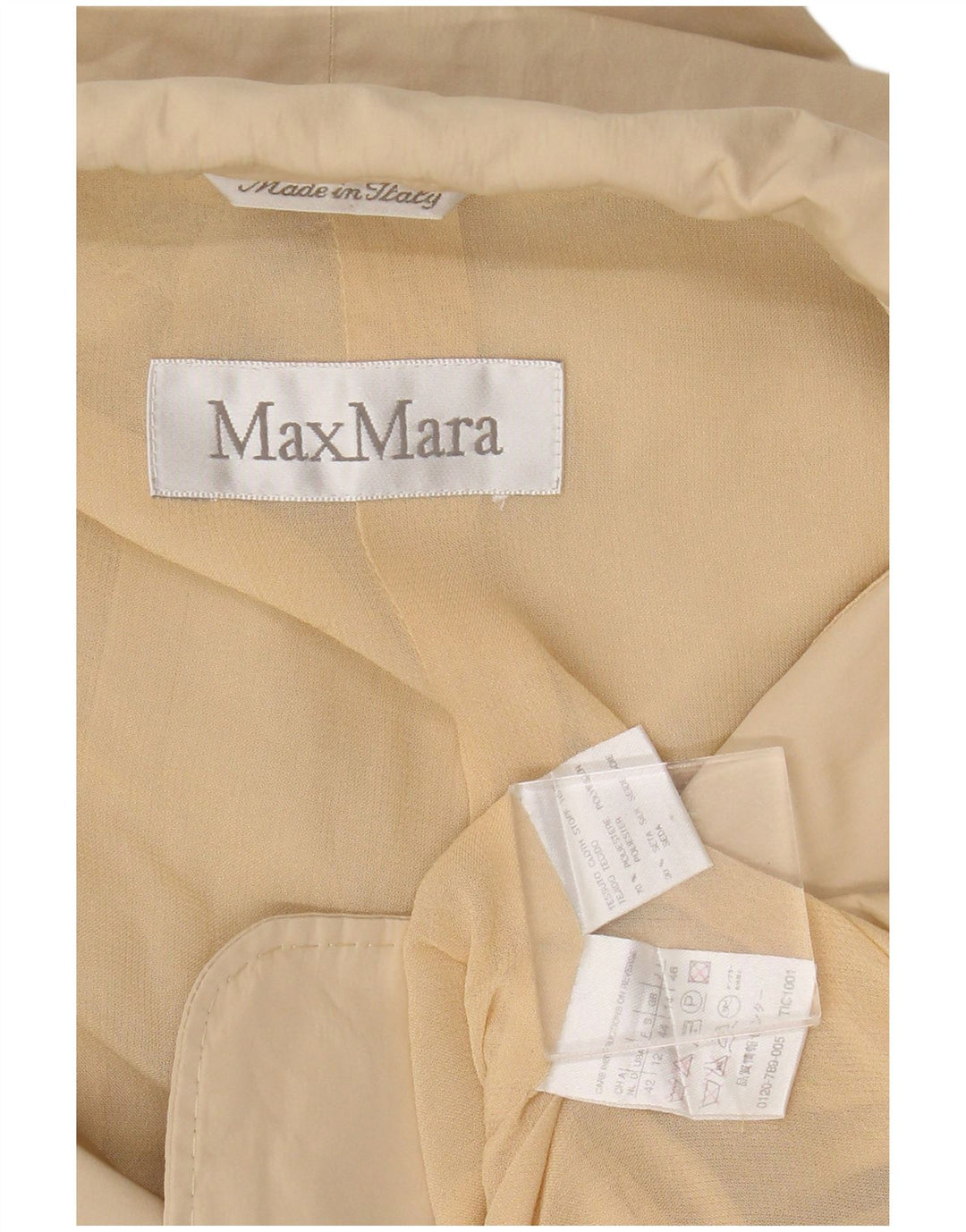 Max Mara Damen-Blazerjacke mit 2 Knöpfen, UK 14, Größe L, Beige, Polyester