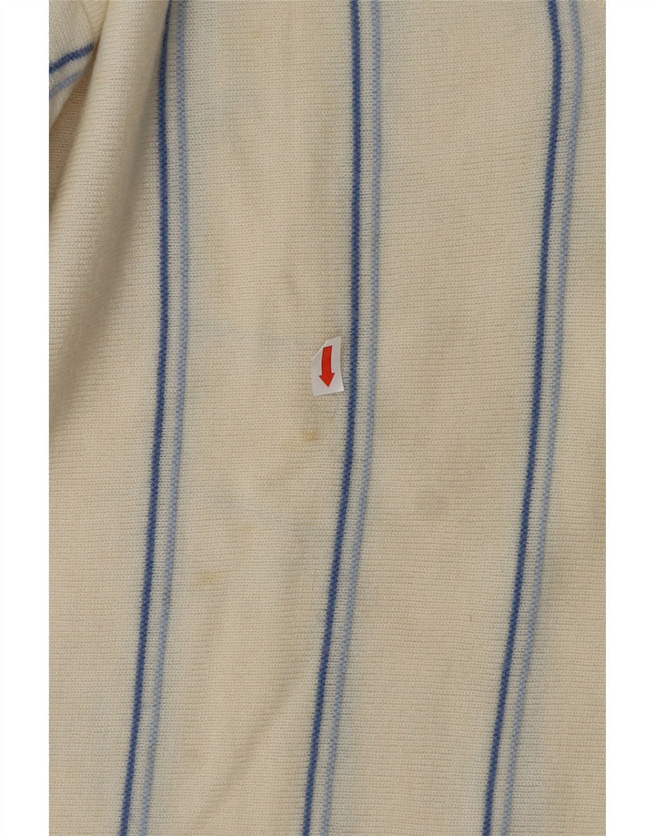 VINTAGE Herren-Pullover mit V-Ausschnitt, mittelgroß, cremefarben gestreift