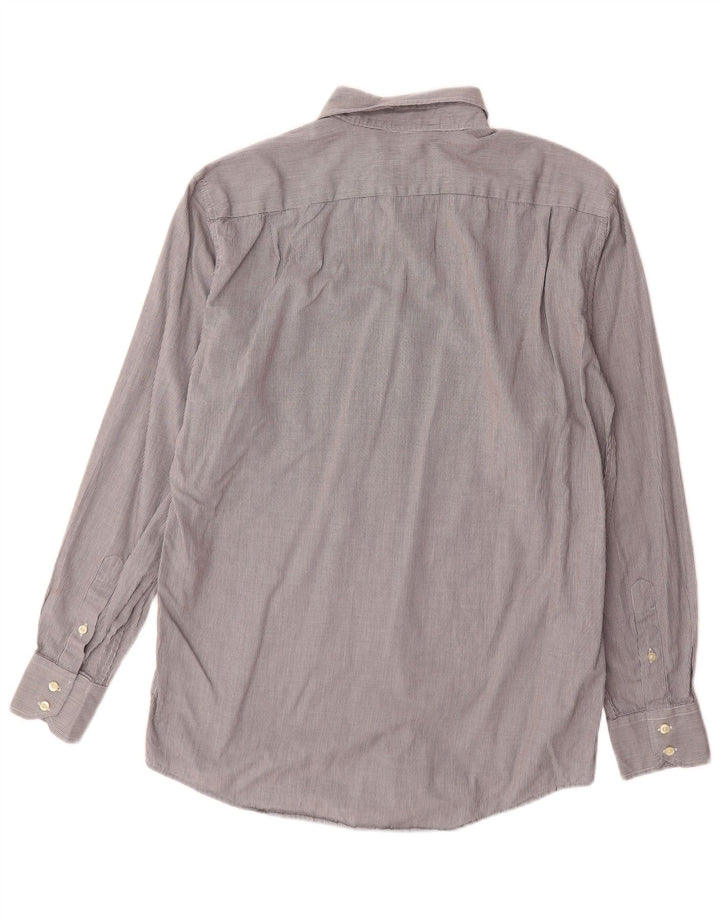 Lacoste Herren-Hemd mit normaler Passform, Größe 40, mittelgraue Nadelstreifen-Baumwolle