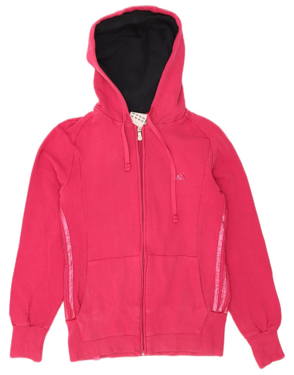 Adidas Damen Zip Hoodie Pullover UK 12 Mittelrosa Baumwolle