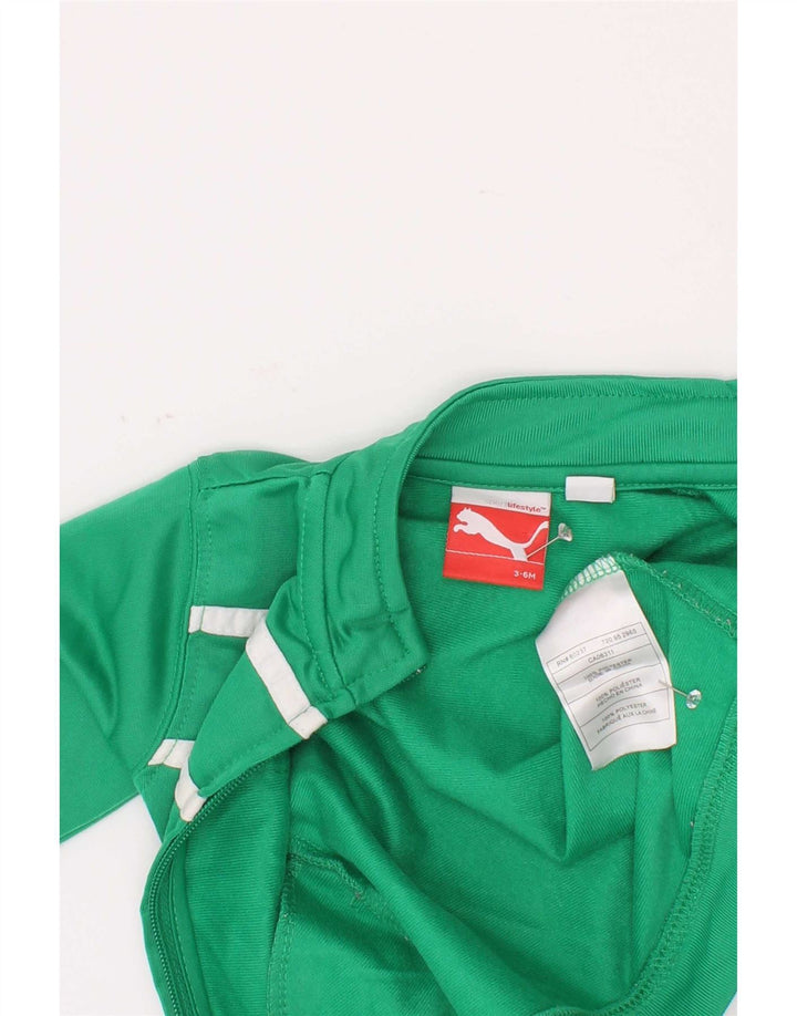 Puma Baby-Jungen-Trainingsanzug, Oberteil, Jacke, 3–6 Monate, grünes Farbblock-Polyester