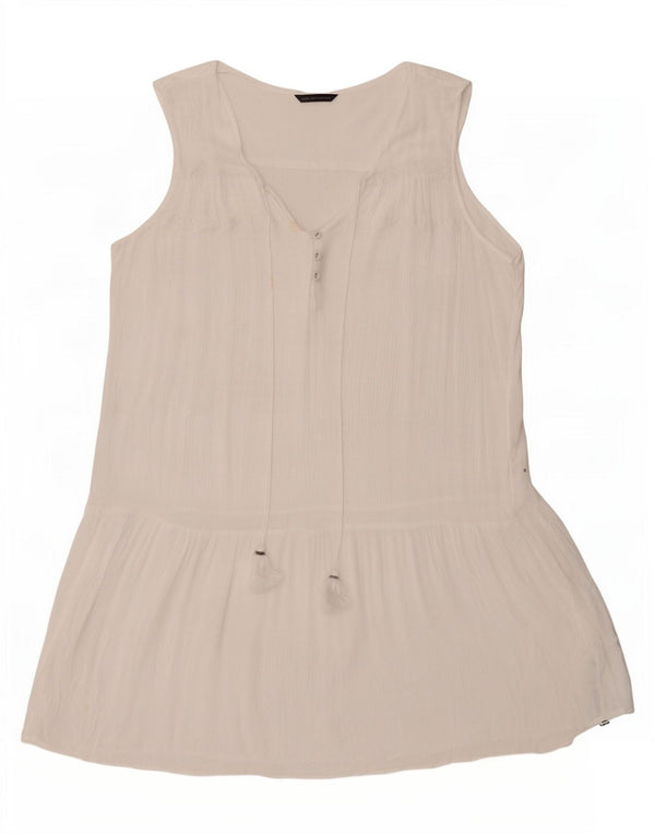 Marks & Spencer Damen Ärmelloses A-Linien-Kleid UK 18 XL Weiße Viskose