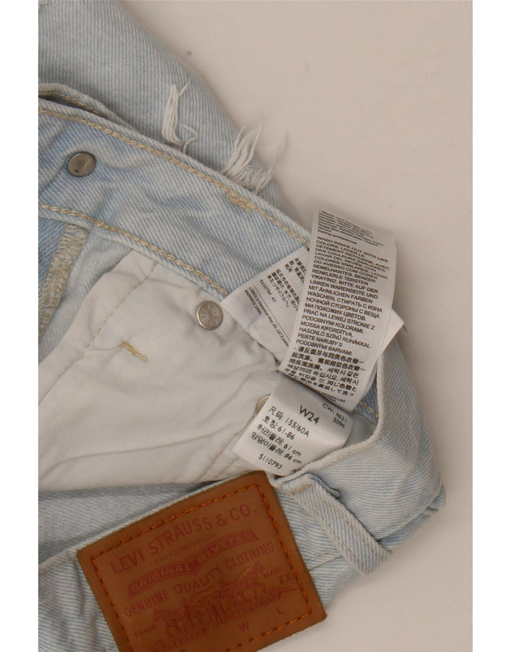 LEVI'S Damen 501 Distressed Denim Shorts W24 XS Blaue Baumwolle