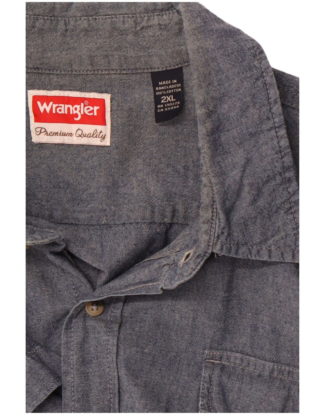 WRANGLER Herren Kurzarmhemd 2XL Blau Baumwolle