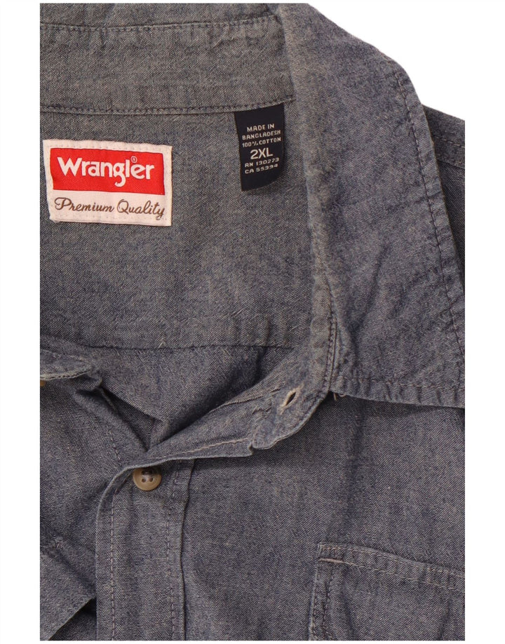 WRANGLER Herren Kurzarmhemd 2XL Blau Baumwolle