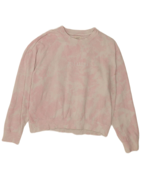 Billabong Damen Grafik-Sweatshirtpullover UK 14 Mittelrosa Batikfärbung