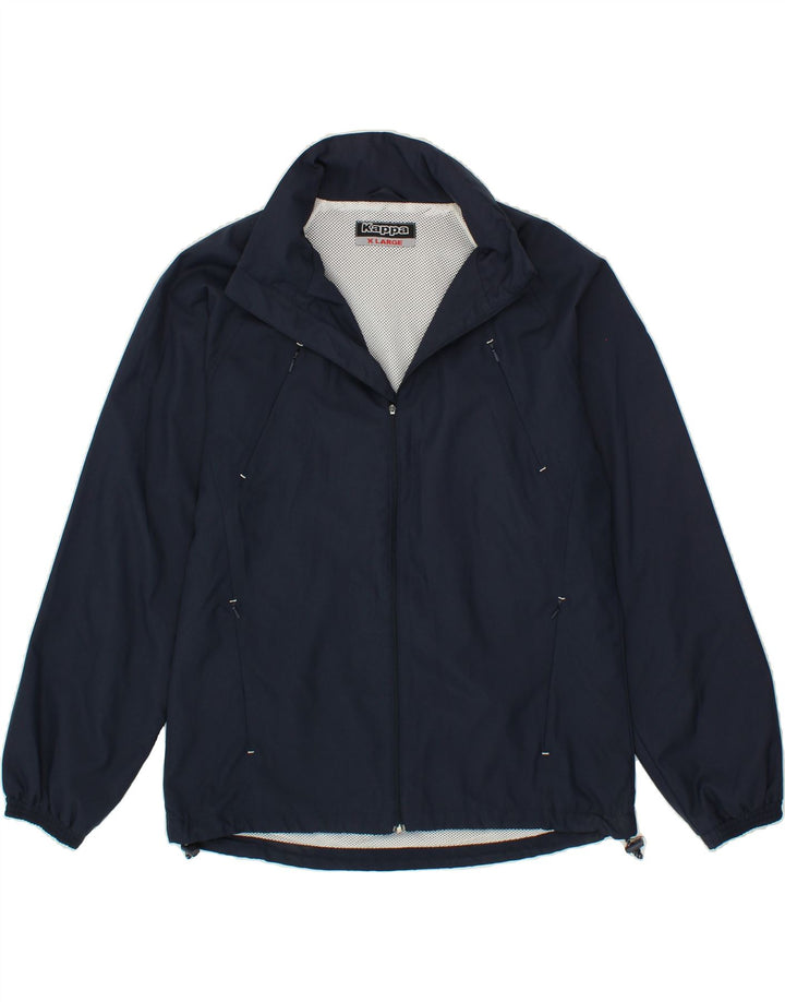 KAPPA Womens Hooded Rain Jacket UK 42 XL Navy Blue Polyester Vintage Kappa and Second-Hand Kappa from Messina Hembry 