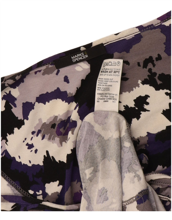Marks & Spencer Damen-Basic-Kleid mit 3/4-Ärmeln, Größe L, Lila, Tarnung