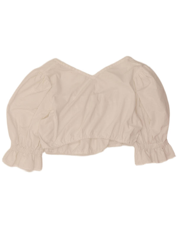 Vintage Damen Crop Top UK 12 Mittelweiß