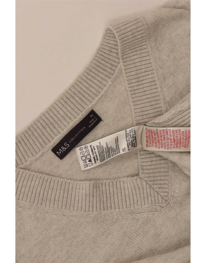 Marks & Spencer Herren V-Ausschnitt Pullover Pullover XL Grau Polyester