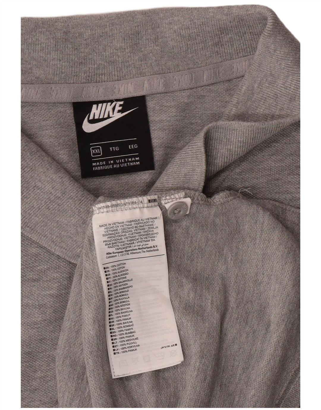 NIKE Herren Poloshirt 2XL Grau Baumwolle