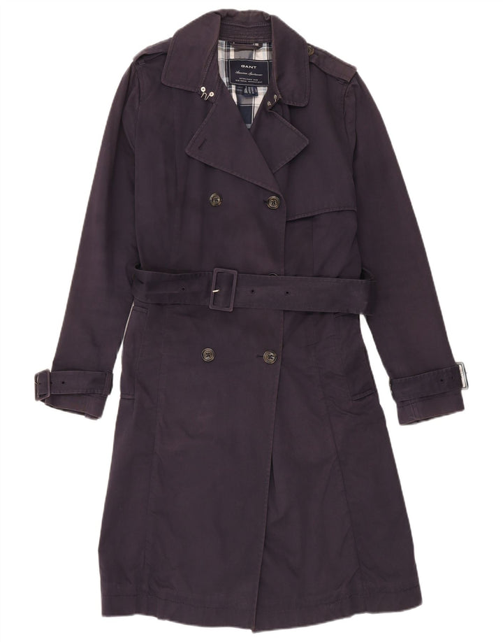 Gant Damen Trenchcoat UK 14 Medium Marineblau Baumwolle